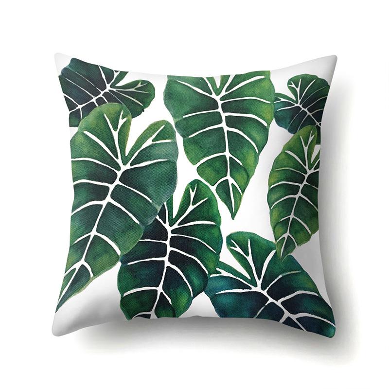 Polyester Pillow Cover Nordic Ins Style Plant Flower Print Peach Leather Velvet Pillow Cover Sofa Waist Cushion Cover No pillow core