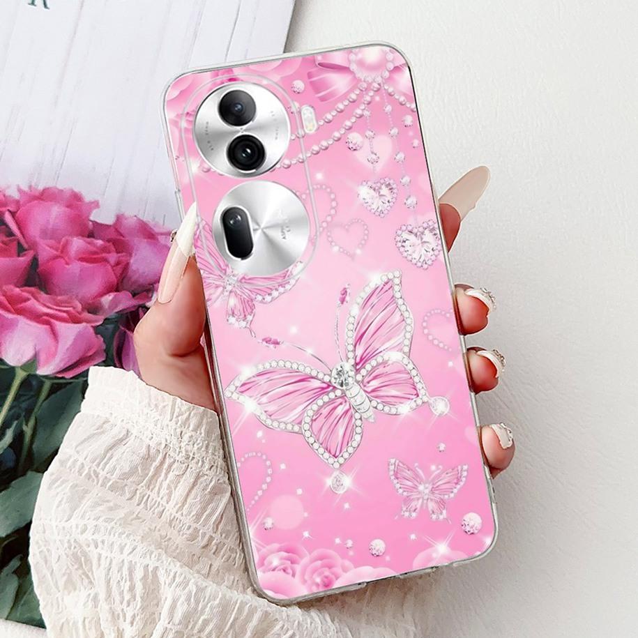 For OPPO Reno 11 Pro 5G Case CPH2607 New Fashion Flower Butterfly Silicone Clear Soft Phone Case On OPPO Reno11 5G CPH2599 Funda