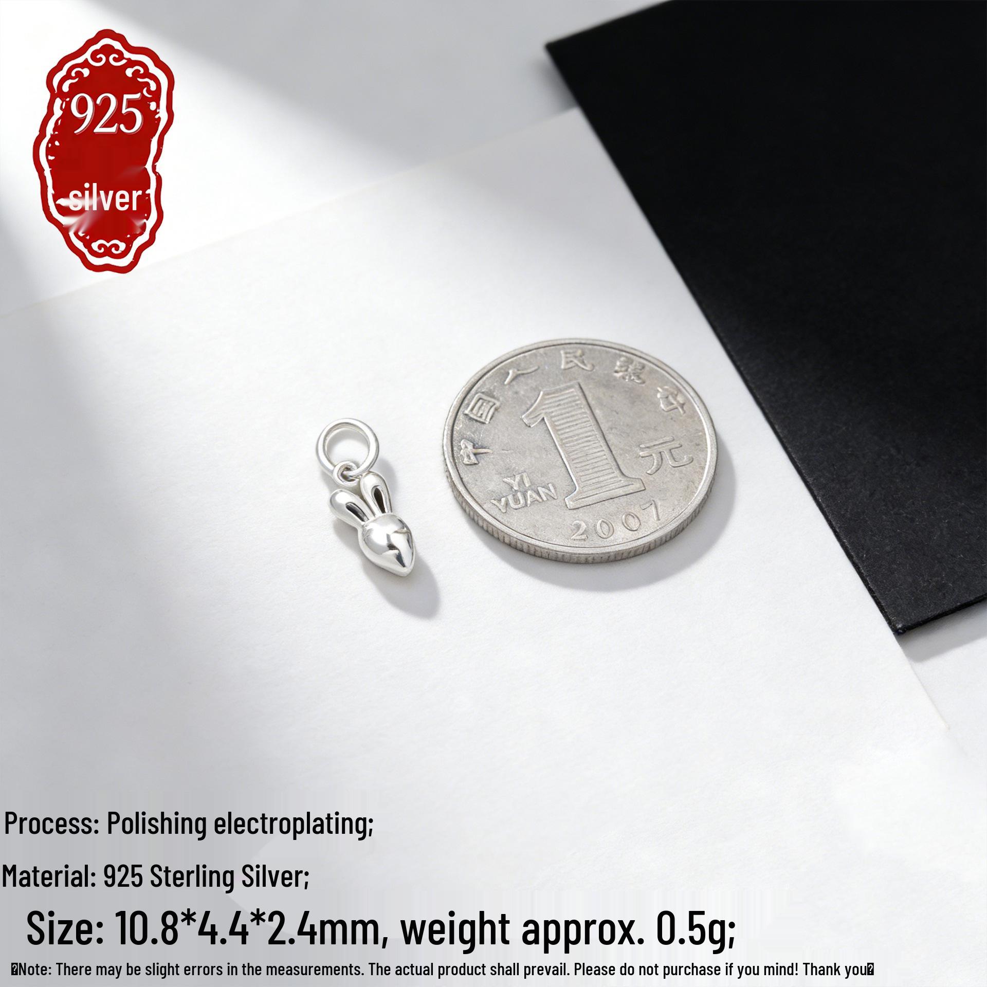 Zodiac Rabbit S925 Sterling Silver Pendant for DIY Bracelets - Retro Silver Ornament S925 Silver; Single Price