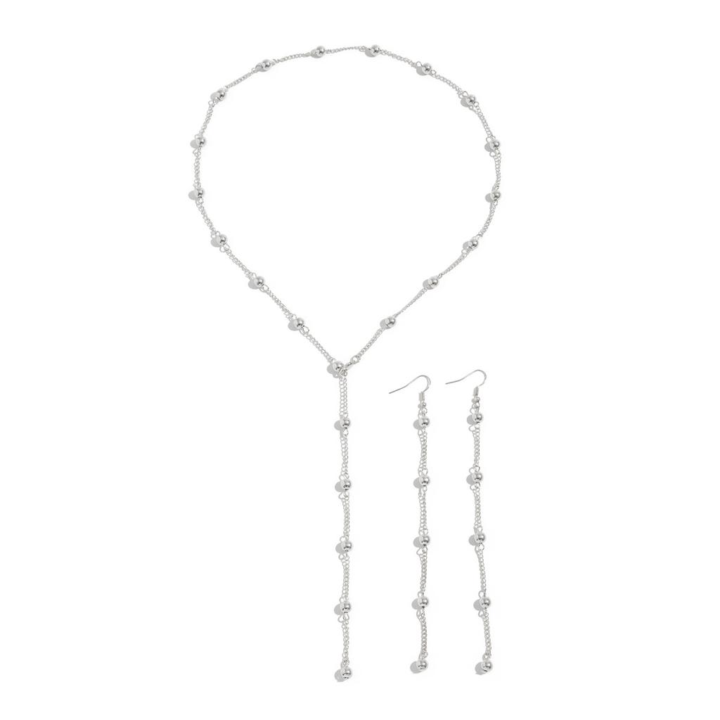 Hip-Hop Simple Metal Round Bead Chain Necklace Female, Cold Wind Long Fringed Collarbone Necklace