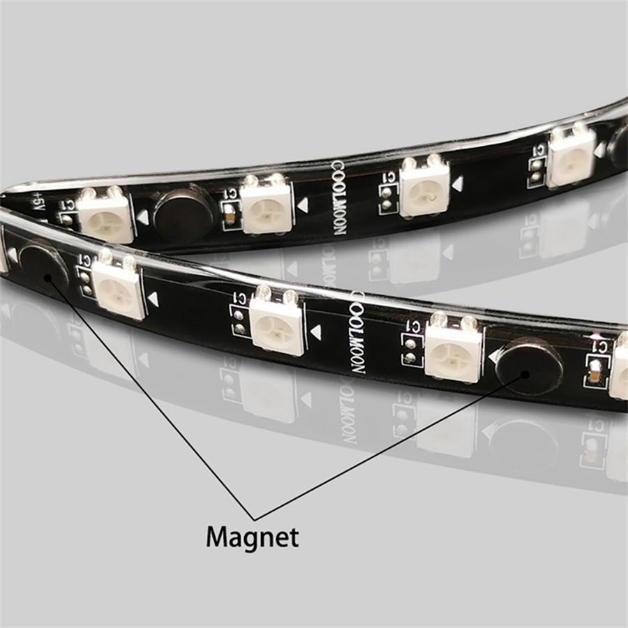 2PCS 40cm Magnetic RGB Lighting Strip With 5V 3Pin ARGB Remote Control for Computer Cases  Motherboard Synchronization Music Rhythm