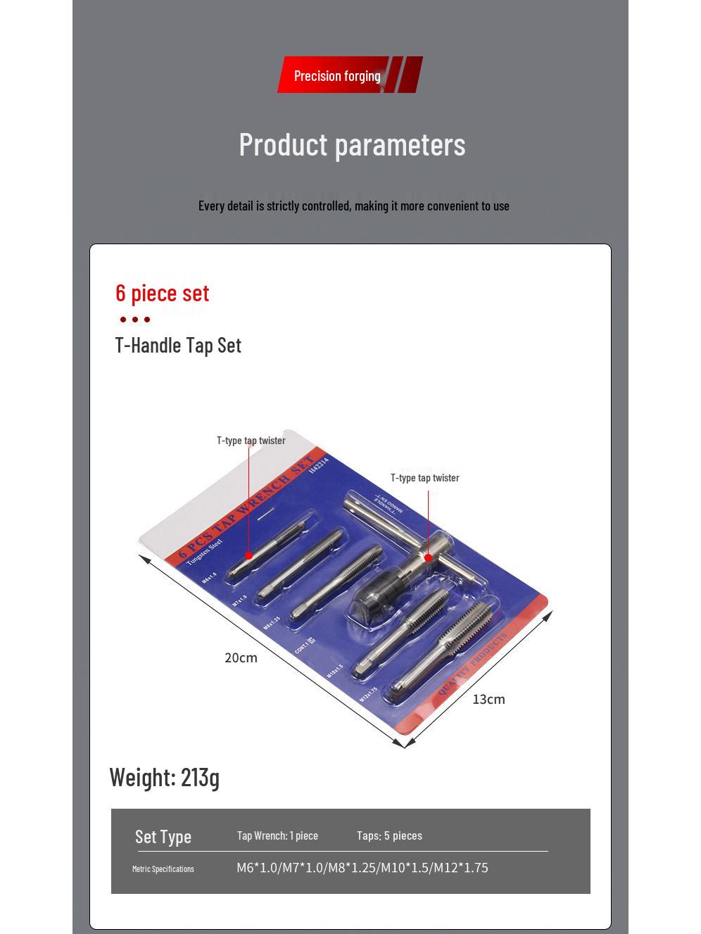 Набор метрических метчиков и плашек из легированной стали с ключом и подставкой для крутильных головок