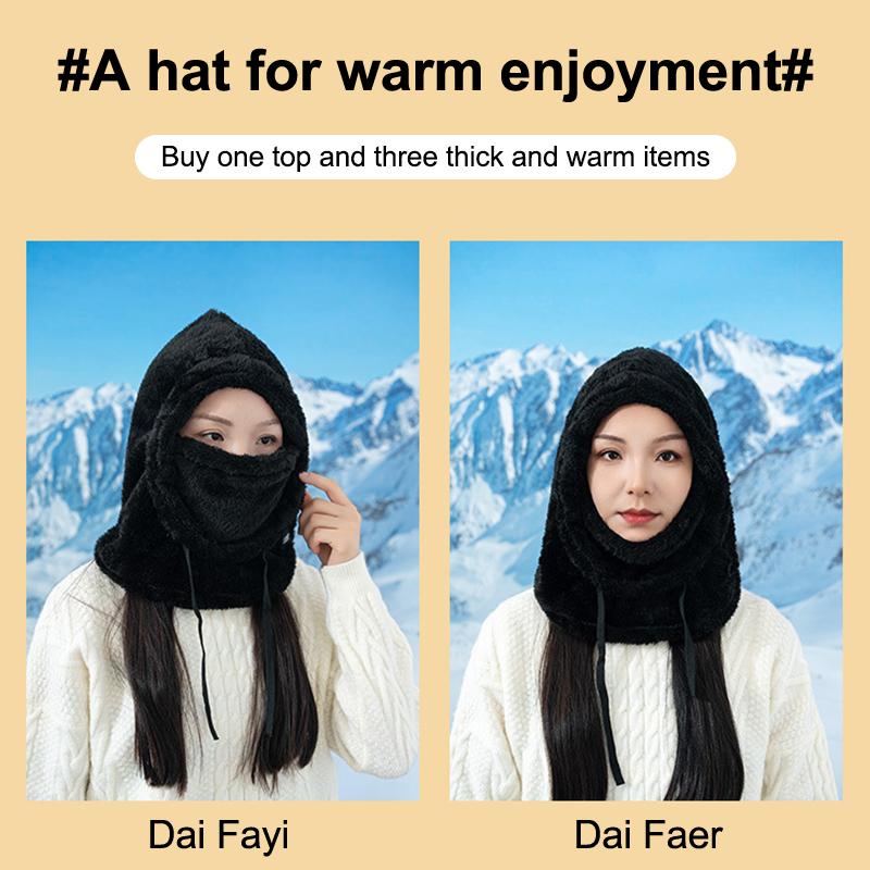 Gorro de Ciclismo à Prova de Vento de Cor Sólida Macio, Capuz Térmico de Inverno, Balaclava com Cordão, Mantenha-se Aquecido, Máscara de Esqui, Chapéu Feminino