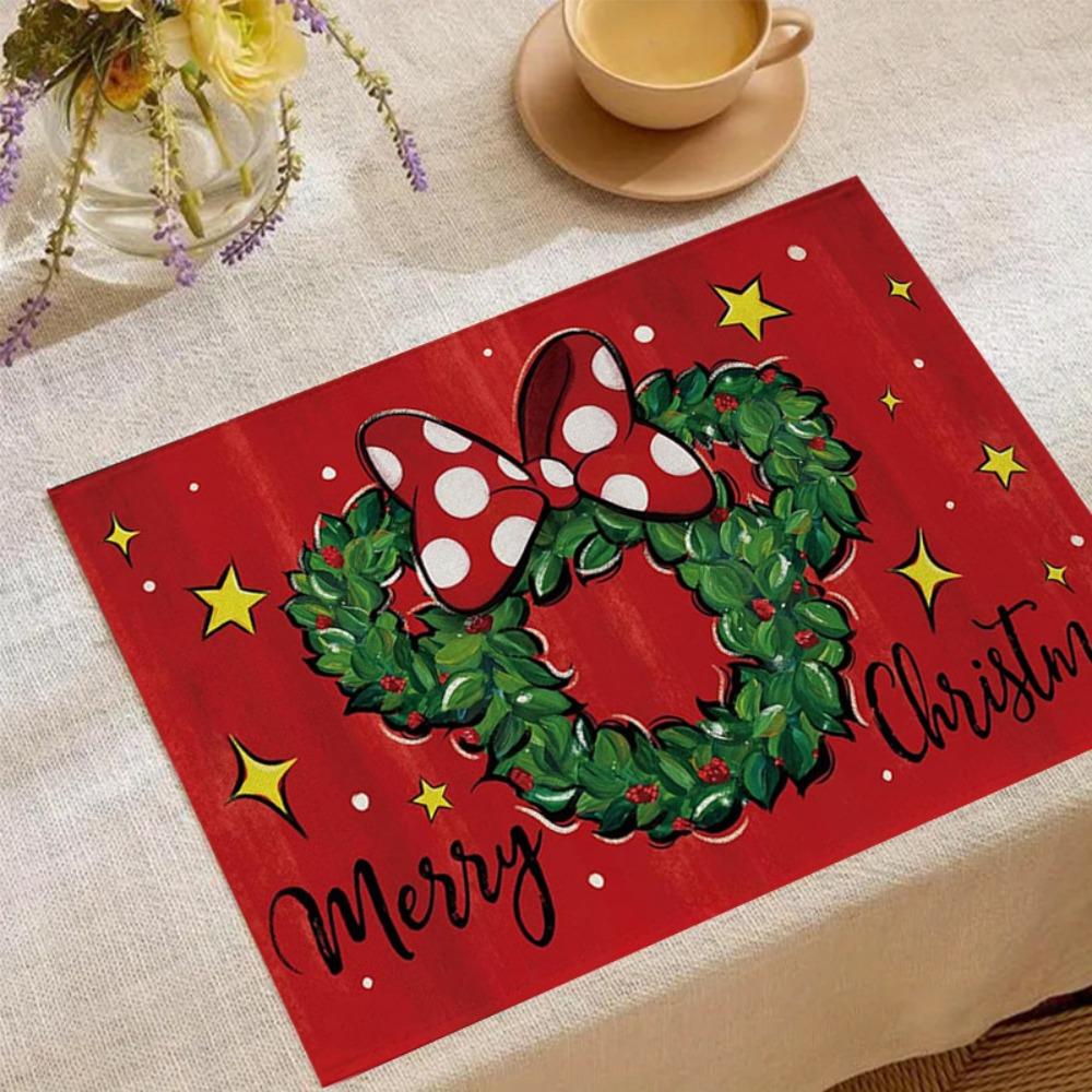 4pcs Non Slip Table Mat Rectangular Tableware Pad Household Christmas Placemat  Festival