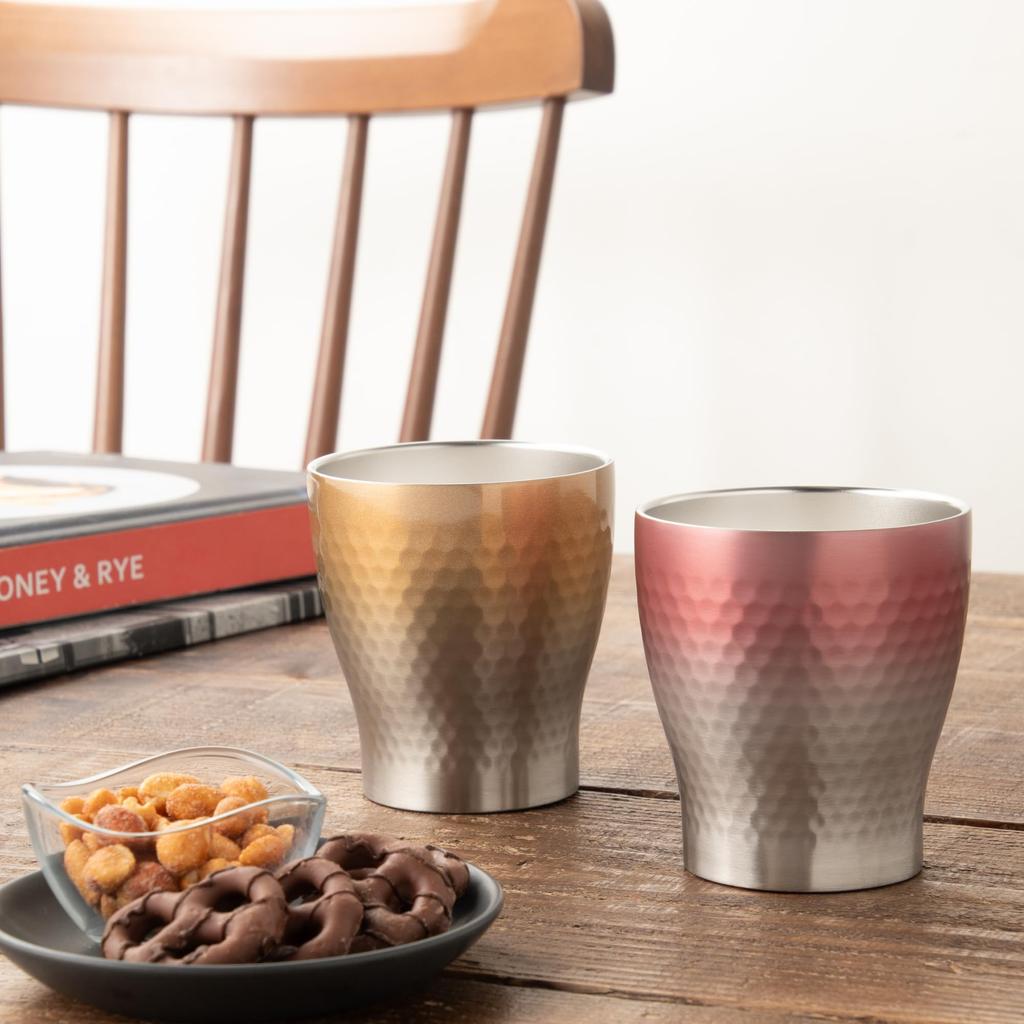 Maebata Luxe Pair of Rock Gradient Gold 62432 Cups, & Pink, 290ml,