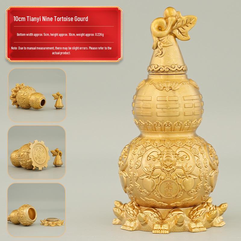 Brass Nine-Turtle Copper Gourd Bagua Desktop Decoration Ornament