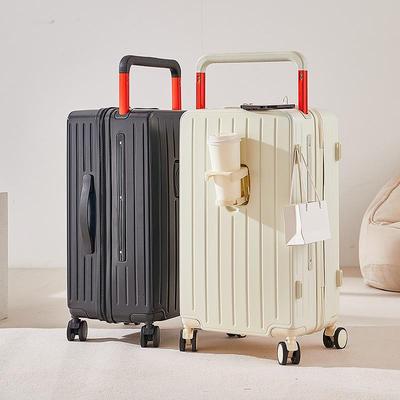 Women's Cross-Border Wide Handle Suitcase with Cup Holder, ABS+PC, Explosion-Proof Zipper, Universal Wheels, Combination Lock for Business Travel