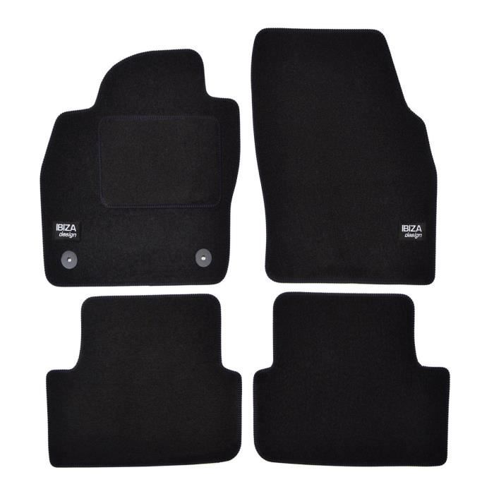Tapis De Sol - Logo - Seat Ibiza KJ - Velours Noir - 4 Pièces - Antidérapant Et Imperméable