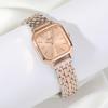 2pcs Fashion Women Watches Casual Square Dial Business Quartz Wristwatches Steel Chain Reloj Mujer Girls Clock Gift Wholesale
