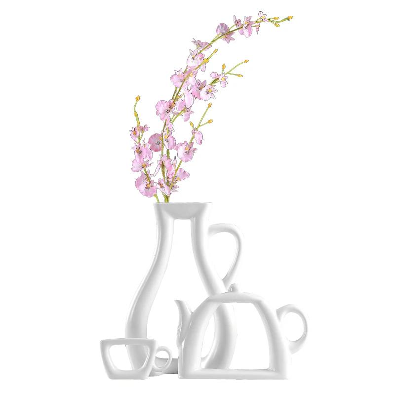 3pcs/set Nordic  modern vase decoration creative living room study  cabinet ceramic  flower teapot  WY60321