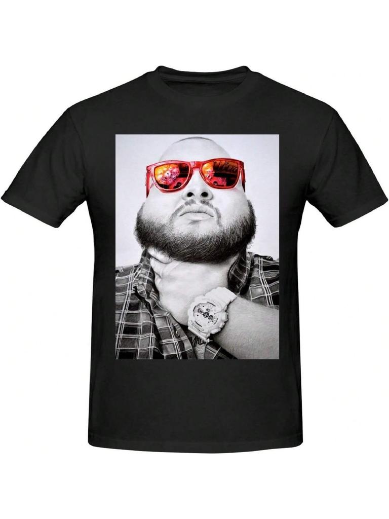 Action Music And Unisex's Comfortable Short Sleeve Shirt Round Neck Cotton Fashion T-Shirt Black1