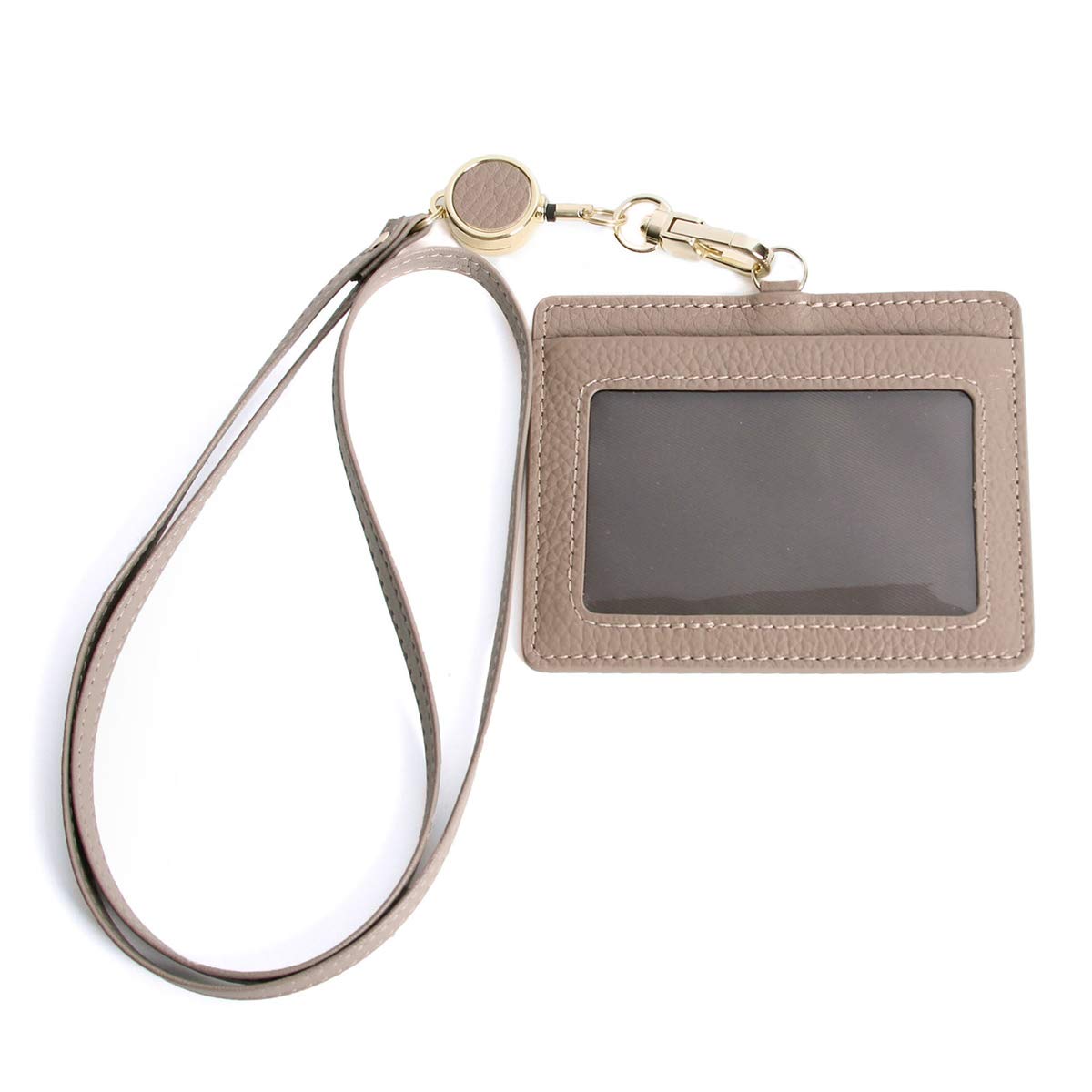 

ID Card Holder Reel Card Holder for Men and Women, Employee ID Card Holder, Pass Case (Gray Beige) [Used]