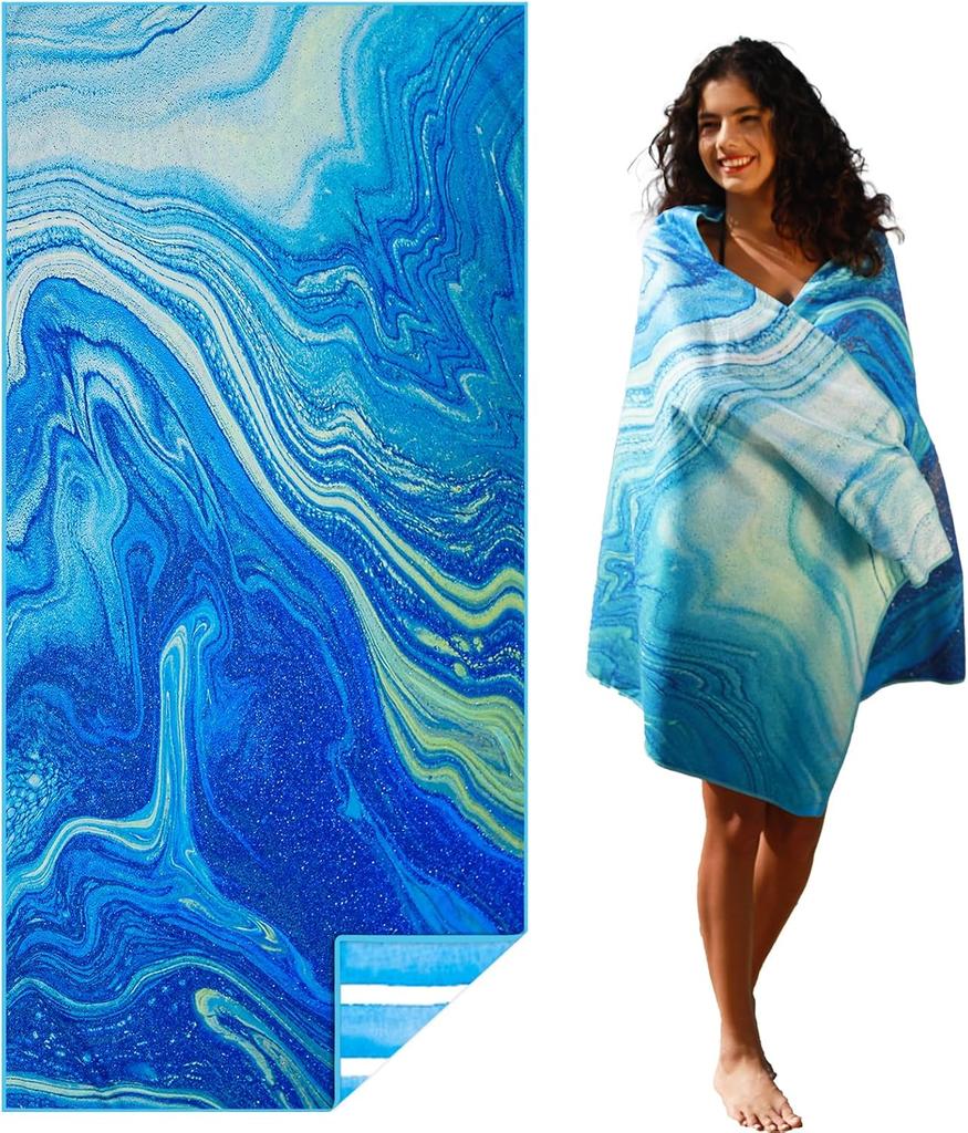 Lightweight Microfiber Beach Towel - Sand-Free Quick-Dry, Compact for Travel, Pool & Camping, Large Absorbent Adult Size