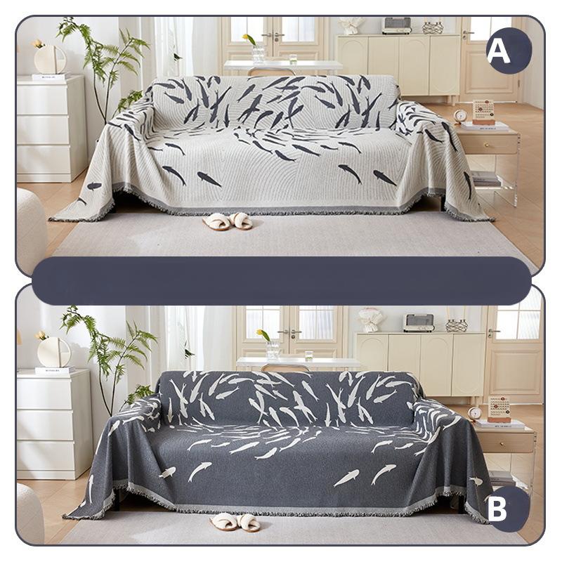 New Double-sided Chenille Sofa Towel Simple Anti-cat Scratch Sofa Cover Single and Double Sofa Blanket Anti-slip Double-sided Usable Sofa Cover