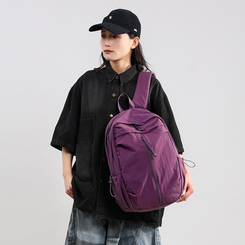 Schoolbag Fashion Trend Simple Solid Color Backpack Daily Commuter Large Capacity Backpack Couple Short Trip Storage Bag