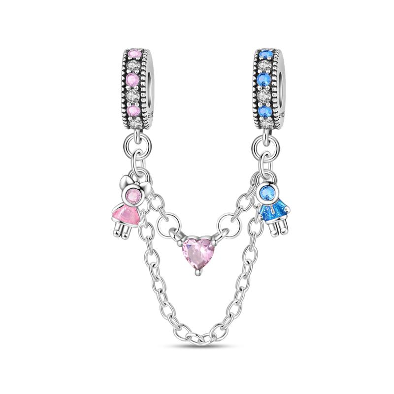 Copper Clasp Copper Cz Pave Clip Charms Daisy Beads Stopper Safety Chain Fit Original Bangle Bracelet Jewelry Clip