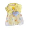 Ruffled Pet Dress, Polka Dot Puppy Dress with Plaid Heart, Cute Dog Princess Dress with D Ring, Breathable Summer Outfit for Small Dogs Cats