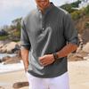 Cămașă pentru bărbați cu guler în picioare, butoni, cu mânecă lungă, butoni de mărime mare, lungime medie, moale, casual, slim fit, bărbați, toamnă, primăvară, vară, top