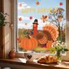 Autumn Harvest Electrostatic Stickers - Thanksgiving Turkey & Pumpkin PVC Glass Decor