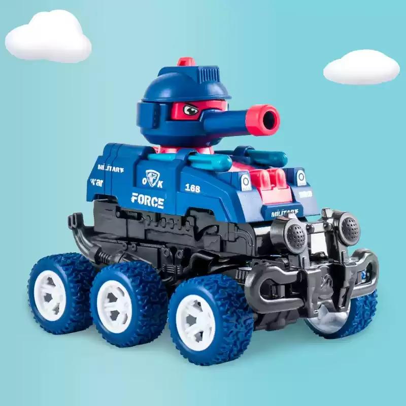 Children's Transformable Tank Toy Six-Wheel Inertial Off-Road Vehicle Simulation Model Supports Shooting Collision Kids Gifts