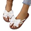 Flat-bottomed flip-flops women's summer new large-size bow beach cool slippers 43