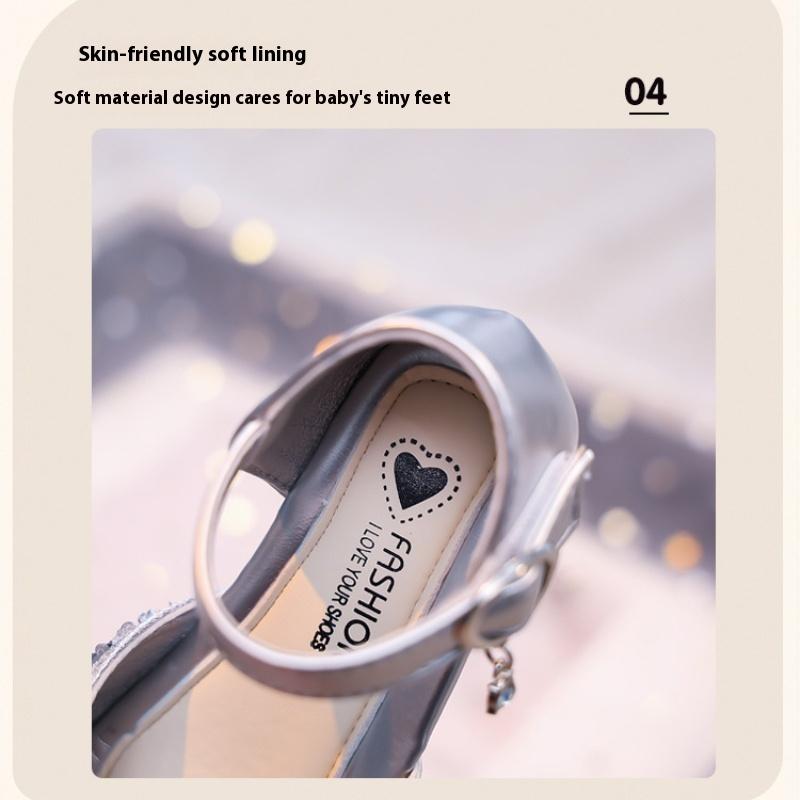 Summer new girls fashion rhinestones sweet and comfortable soft-soled leather shoes