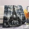Paris Eiffel Tower Print Flannel Blanket, High quality Comfortable for All Seasons, Home Decor, Warmth and Comfort, Perfect for Christmas Gifts86