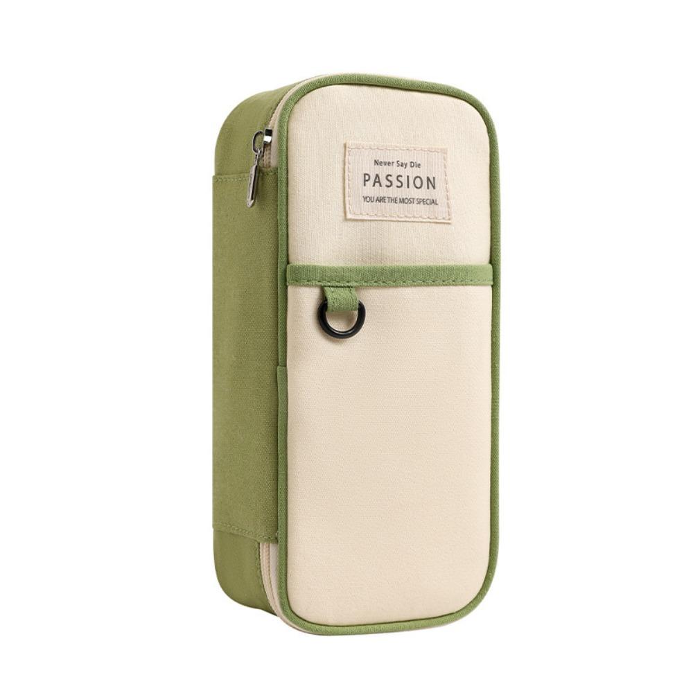 Simple Design Pen Bag Large Capacity Double-Layer Stationery Box Durable Flap School Bag Student Use School Supplies