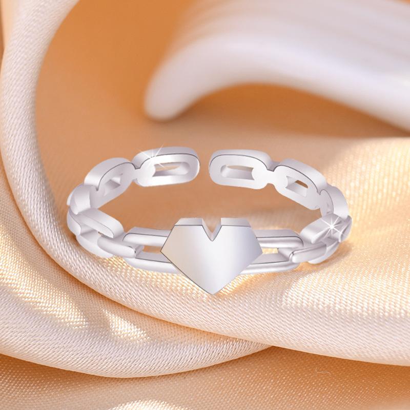 Fashion Ladies Love Heart Hollow Out Open Adjustable Rings Jewelry