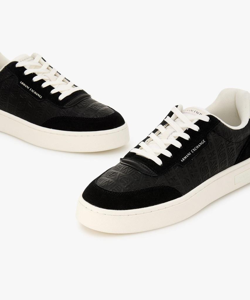Armani Exchange Men'S Embossed Logo Leather Sneakers _Black_A416175004