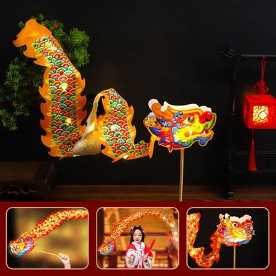 1 Set Drachen-Dace Laternen-Materialset DIY Handgemacht LED Kupferdraht Stoffkörper Chinesisches Loong Spielzeug Performance-Requisite Kinder Erwachsene Neujahrsgeschenk