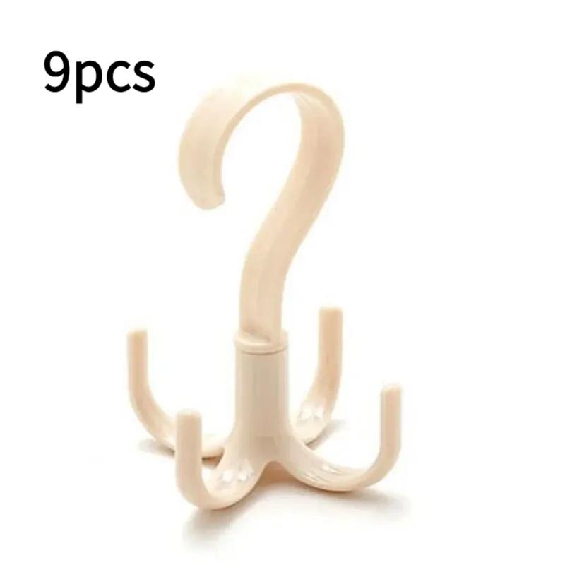3/9pcs Rotary Four-Jaw Hook Multi-Function Wardrobe Storage Clothes Rack Door-Hanging Bag Plastic Storage Household Clothes Rack