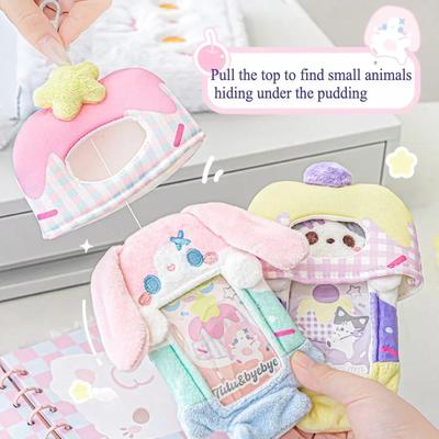 Peekaboo Series Animal Plush Photocard Frames with Chain Cute Cat Photcard Supplies Kawaii Card Holder for 3 Inch Kpop Card New