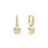 Gold Modern Bezel Hunger Hoop 925 Silver Earrings E072-02G.