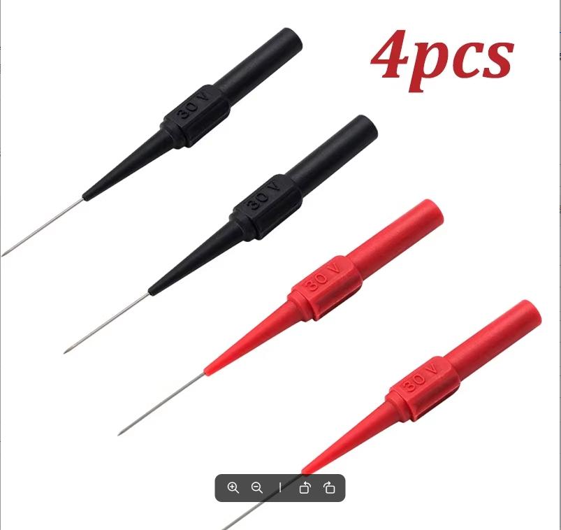 1/2pcs Aiguille de Perforation d'Isolation Sondes de Test Multimètre Non Destructives Rouge/Noir 30V-60V Pour Fiche Banane
