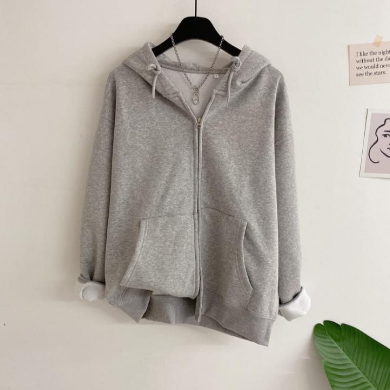 Honey J Unisex Loose Fit Hoodie Zip Up 4color Delbonin