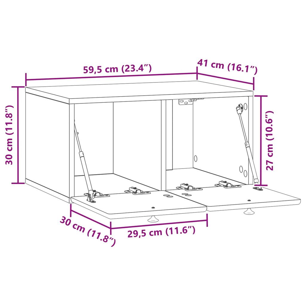 Wall Mounted TV Cabinet 59.5 x 41 x 30 cm Sonoma Oak
