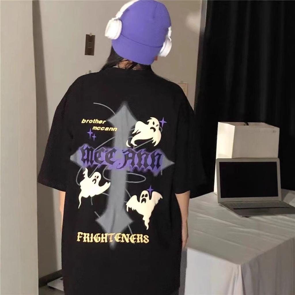 Amerikanischer Hip Hop High Street T-Shirts Mode Sommer Trendig Retro Parodie Bedrucktes Kurzarm T-Shirt lässig Locker schwarz y2k Oberteile