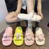 Fashion Versatile Thick-bottomed Non-slip Cool Slippers Women's 2025 Summer New Sweet and Cute Bow Slippers Women's Outer Wear