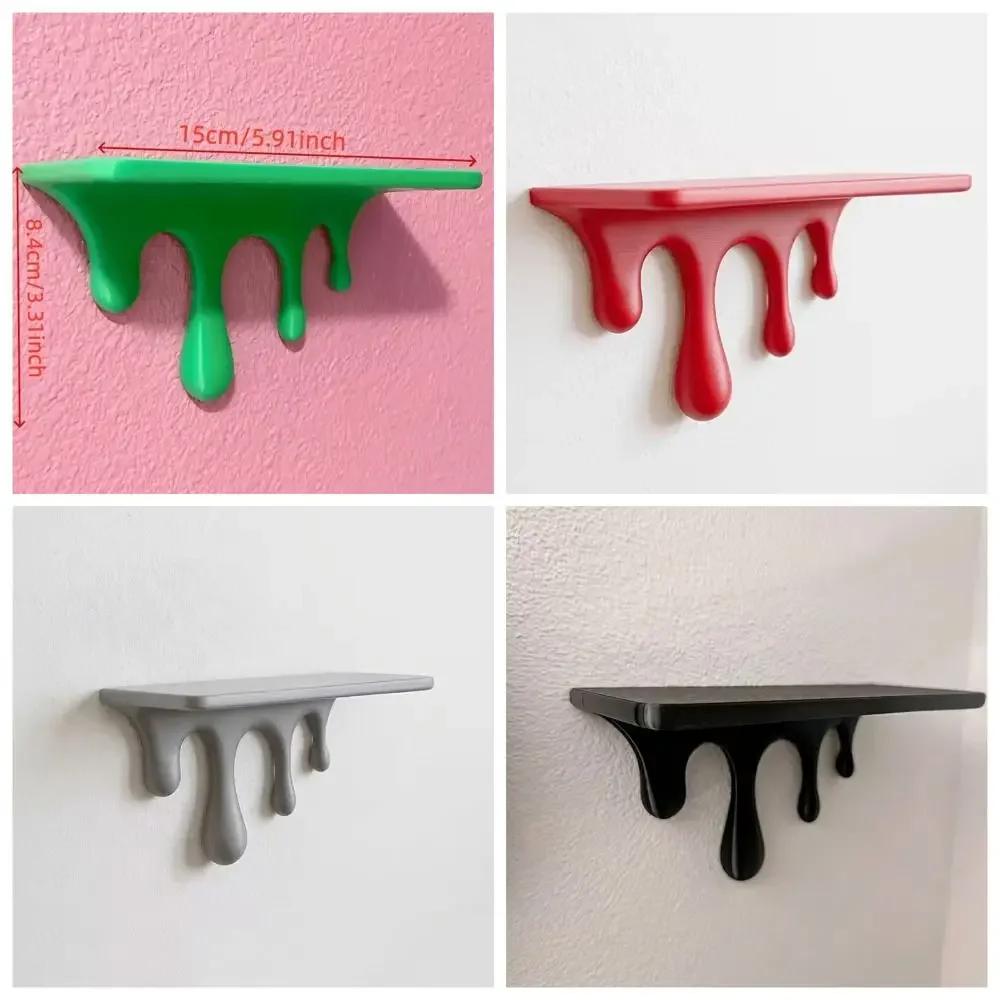 Unique 3D Printed Drip Floating Shelf Plastic Stable Wall Storage Rack Artistic Wall-Mounted Plants Display Stand Bathroom Decor