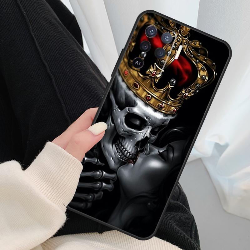 Skeleton Skull Kiss Case For Oppo A17 A57 A77 A40 A78 A54 A74 A94 A76 A16 A96 A18 A60 A80 A38 A58 A98 A15 A5 Pro