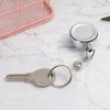 1pc Office Supplies Stationery Metal Anti-Lost Clip Key Ring Badge Holder Retractable Lanyards