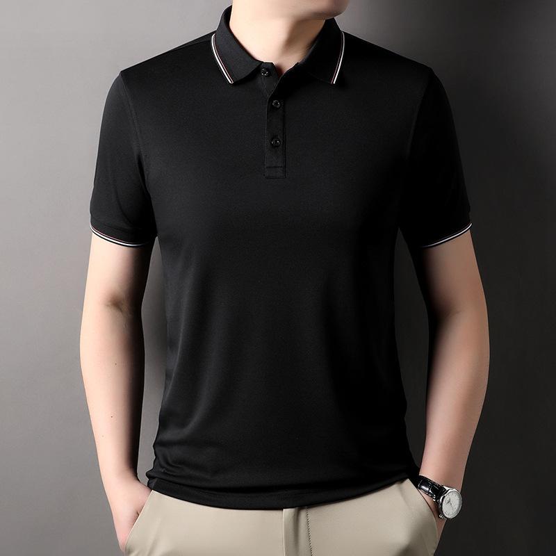 New Middle-aged Men's Short-sleeved T-shirt Summer Half-sleeved Thin Base Shirt Loose Big Size Dad Polo Shirt