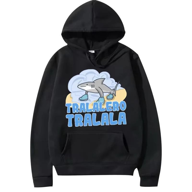 Tralalero Tralala Shark Anime Style Hooded Sweatshirt for Women Long Sleeved Top Autumn and Winter Warm Pullover