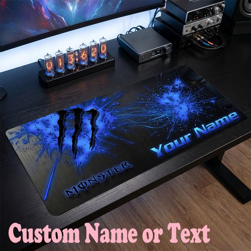 Tappetino per Mouse Personalizzato con Nome Testo Monster Energy, Tappetino Grande per Scrivania, Regalo Personalizzato per Ufficio di Casa