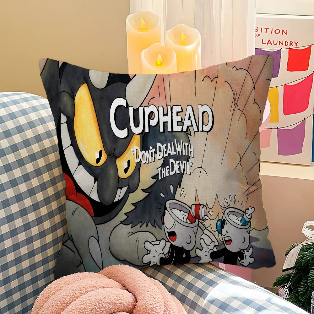 Cartoon Game CCuphead Personalized Pillow Cover Kids Bedroom Wild Party Decor Pillowcase Kid Birthday Shower Gift