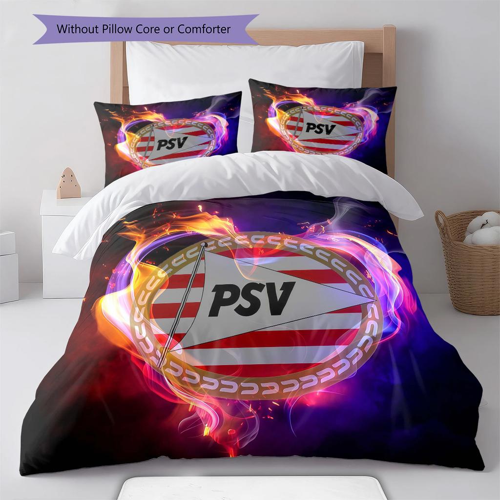 PSV Eindhoven Pattern Bedding Quilt Set Quilt Cover Pillowcase Home Decoration Birthday Gift (1 * duvet cover + 2 * pillowcase, without core)