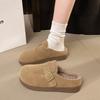 Stepping On Shit, Pregnant Women's Baotou Half Slippers, Women's Autumn and Winter Wear One Pedal, Velvet Without Heel, Retro Birkencotton Slippers