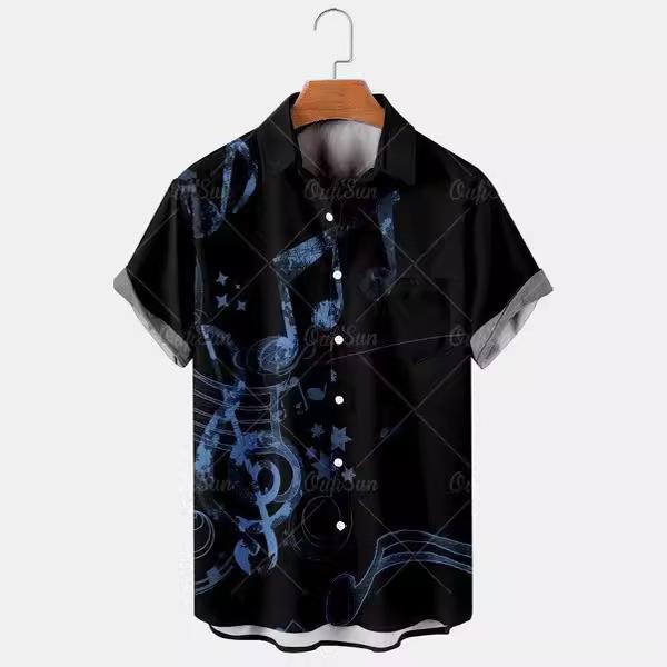 Summer Large Size Men's Casual Fashion 3D Digital Printing Short Sleeve Shirt Men's