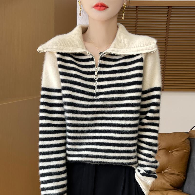 Dámský kašmírový svetr Qinghe kašmír 30% kašmír 70% vlna Dámský podzimní a zimní kašmírový svetr měkký a teplý